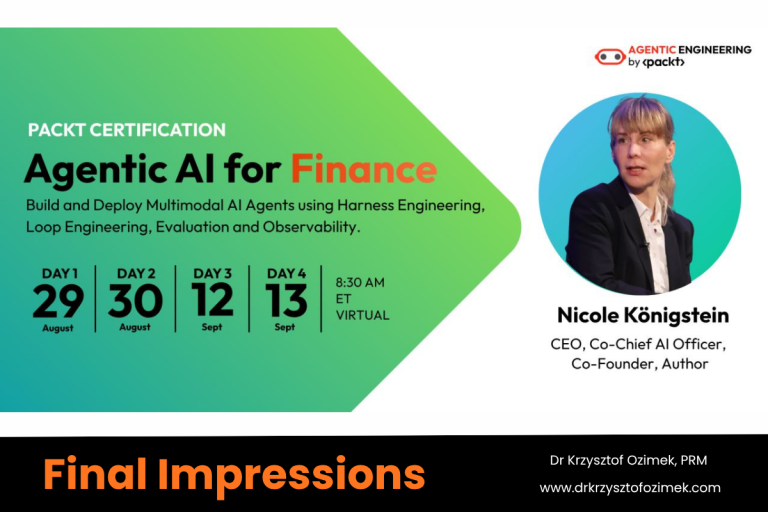 Packt Agentic AI for Finance certification course dates with Nicole Konigstein and Dr Krzysztof Ozimek final impressions banner